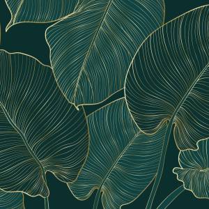 Schreibtischunterlage – Tropische Blätter mit Goldadern – 70 x 50 cm – Schreibunterlage aus erstklassigem Premium Vinyl Bild 2