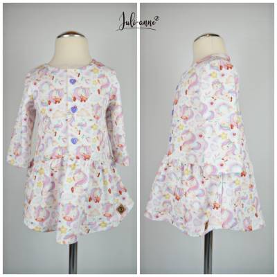 Long - Bluse "Ganzjahresliebling" süße Einhörner auf Weiß