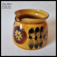 Vintage Keramik-VASE 70er Jahre - hellbraunes, kleines Kännchen mit Muster in braun-schwarz Bild 1