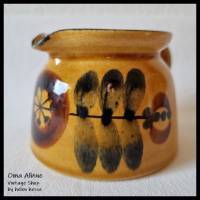 Vintage Keramik-VASE 70er Jahre - hellbraunes, kleines Kännchen mit Muster in braun-schwarz Bild 2