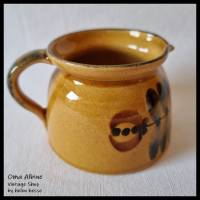 Vintage Keramik-VASE 70er Jahre - hellbraunes, kleines Kännchen mit Muster in braun-schwarz Bild 6