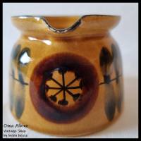 Vintage Keramik-VASE 70er Jahre - hellbraunes, kleines Kännchen mit Muster in braun-schwarz Bild 7