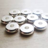 10x Metallperlen Abstandsperlen aus Messing 925 Sterling versilbert 7 mm x 2 mm Bild 2