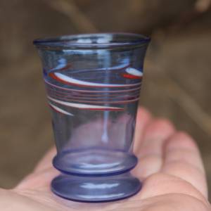 filigrane mini Vase blaues Glas Fadenglas mundgeblasen Lauscha 70er Jahre Vintage DDR Bild 1