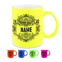 Neon Tasse mit Name / 5 verschiedene Farbkombinationen / Geschenkidee mit Personalisierung / Premium Jahrgang Bild 1