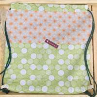 KiTa - Beutel * Wäschesack * Wäschebeutel * Farbe / Muster: grün Kreise und braun geblümt Bild 2