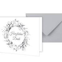 Danksagungskarten Kranz, 12 Danke Karten mit Umschlag, Karten mit aquarellem Blumenkranz Motiv, Danke nach Beerdigung Bild 2