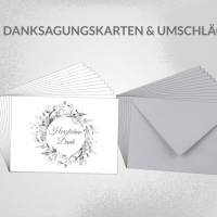 Danksagungskarten Kranz, 12 Danke Karten mit Umschlag, Karten mit aquarellem Blumenkranz Motiv, Danke nach Beerdigung Bild 4