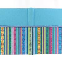 Notizbuch graublau bunt, A5, fadengeheftet handgefertigt, 150 Blatt, Tagebuch, Skizzenbuch Bild 2