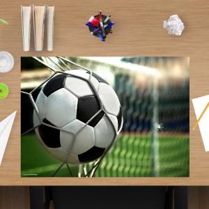 Schreibtischunterlage – Fußball im Tor– 60 x 40 cm – Schreibunterlage für Kinder aus erstklassigem Premium Vinyl – Made Bild 1