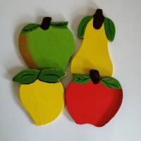 Holzstreuteile 4 Obstsorten *Äpfel, Birne & Zitrone * Vorder- und Rückseite bemalt Bild 1