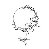 Stickdatei und Plotterdatei Symbol mit Blumen in drei Größen Bild 1
