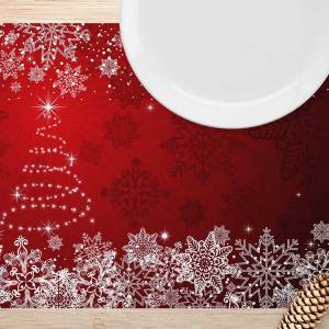 Tischset - Platzset "Weihnachtsbaum mit Schneekristallen" 12 Stück 44x32 cm aus Spezial-Papier, Tischdekoration Bild 1