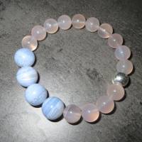 Chalcedon blau und rosa Powerarmband, Edelsteinarmband, Unikat, Kristallgrotte Bild 1