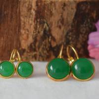 Zarte kleine Hängeohrringe, grüne Jade Ohrringe, 8 mm, 10mm, 12mm, Ohrhänger, grün Edelstein, Geburtsstein, Ohrschmuck Bild 3