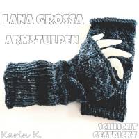 Armstulpen Anthrazit Grau Dunkelgrau Schwarz Farbverlauf Wolle von Lana Grossa Bild 2