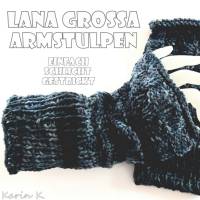 Armstulpen Anthrazit Grau Dunkelgrau Schwarz Farbverlauf Wolle von Lana Grossa Bild 3