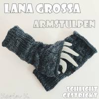 Armstulpen Anthrazit Grau Dunkelgrau Schwarz Farbverlauf Wolle von Lana Grossa Bild 4