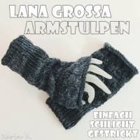 Armstulpen Anthrazit Grau Dunkelgrau Schwarz Farbverlauf Wolle von Lana Grossa Bild 5