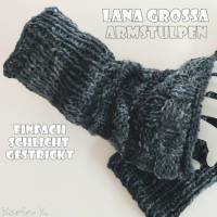 Armstulpen Anthrazit Grau Dunkelgrau Schwarz Farbverlauf Wolle von Lana Grossa Bild 7