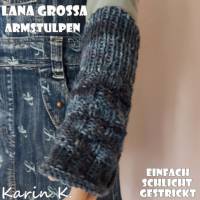 Armstulpen Anthrazit Grau Dunkelgrau Schwarz Farbverlauf Wolle von Lana Grossa Bild 9