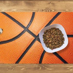 Napfunterlage | Futtermatte „Basketball“ aus Premium Vinyl - 60x40 cm - rutschhemmend, abwaschbar, reißfest - Made in Ge Bild 1