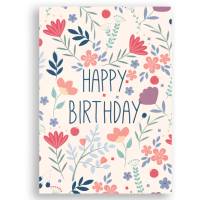 Geburtstagskarte, 1 Glückwunschkarte zum Geburtstag, A6 Klappkarte mit Umschlag, Happy Birthday, florales Design Bild 1