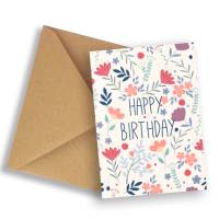Geburtstagskarte, 1 Glückwunschkarte zum Geburtstag, A6 Klappkarte mit Umschlag, Happy Birthday, florales Design Bild 2