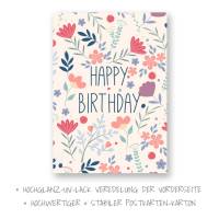 Geburtstagskarte, 1 Glückwunschkarte zum Geburtstag, A6 Klappkarte mit Umschlag, Happy Birthday, florales Design Bild 3