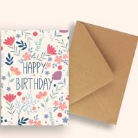 Geburtstagskarte, 1 Glückwunschkarte zum Geburtstag, A6 Klappkarte mit Umschlag, Happy Birthday, florales Design Bild 4