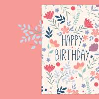 Geburtstagskarte, 1 Glückwunschkarte zum Geburtstag, A6 Klappkarte mit Umschlag, Happy Birthday, florales Design Bild 5