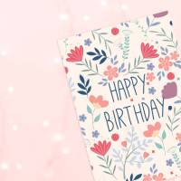 Geburtstagskarte, 1 Glückwunschkarte zum Geburtstag, A6 Klappkarte mit Umschlag, Happy Birthday, florales Design Bild 6