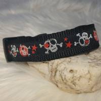 Hundehalsband Halsband "Skulls", rot auf schwarz, ca. 29cm-43cm, 2,5cm breit Bild 1