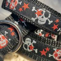 Hundehalsband Halsband "Skulls", rot auf schwarz, ca. 29cm-43cm, 2,5cm breit Bild 3
