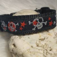 Hundehalsband Halsband "Skulls", rot auf schwarz, ca. 29cm-43cm, 2,5cm breit Bild 4
