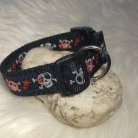 Hundehalsband Halsband "Skulls", rot auf schwarz, ca. 29cm-43cm, 2,5cm breit Bild 5