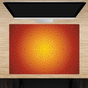 Schreibtischunterlage – Mandala rot-gelb – 70 x 50 cm – Schreibunterlage aus erstklassigem Premium Vinyl – Made in Germa Bild 1