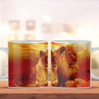 Tasse mit romantischem Löwen Druck, Kaffeetasse als perfekte Geschenkidee, spülmaschinenfeste Tasse aus Keramik Bild 1