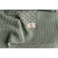 Babydecke, gestrickt, handgefertigt, aus Bio-Baumwolle, ca. 100 x 100 cm, mint (grau-grün) Bild 3