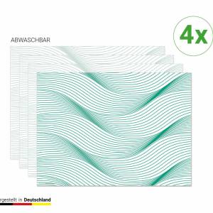 Tischsets I Platzsets abwaschbar - Abstrakte grüne Wellen - aus Premium Vinyl - 4 Stück - 44 x 32 cm  - Tischdekoration Bild 1