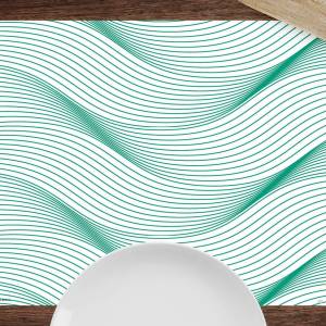 Tischsets I Platzsets abwaschbar - Abstrakte grüne Wellen - aus Premium Vinyl - 4 Stück - 44 x 32 cm  - Tischdekoration Bild 2