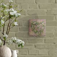 BLÜTENHERZ MIT KIRSCHBLÜTEN - romantisches Blumenbild mit Glitter und Strukturpaste 20cmx20cm Bild 2