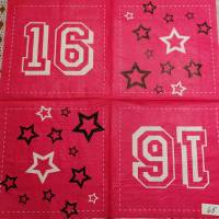3 Servietten / Motivservietten  Sterne / 16 / pink / weiß / schwarz   RR 65 Bild 1