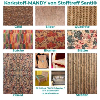 Korkstoff MANDY-Tapezieren, Basteln, Covern & Nähen-ca. 66 cm Breite x 50 cm Länge-Meterware