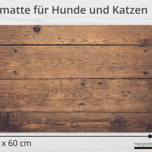 Napfunterlage | Futtermatte „Holzoptik braun“ aus Premium Vinyl - 60x40 cm - rutschhemmend, abwaschbar, reißfest - Made Bild 2