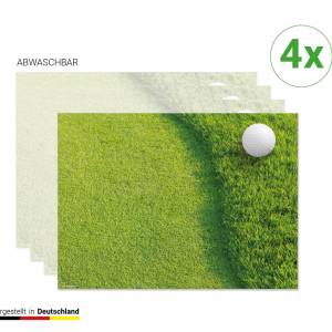 Tischsets I Platzsets abwaschbar - Golfball auf Rasen - aus Premium Vinyl - 4 Stück - 44 x 32 cm - Tischdekoration - Mad Bild 1