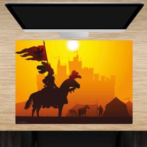Schreibtischunterlage – Ritter im Sonnenuntergang – 70 x 50 cm – Schreibunterlage aus erstklassigem Premium Vinyl – Made Bild 1