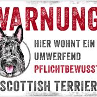 Hundeschild WARNUNG! mit Scottish Terrier, wetterbeständiges Warnschild Bild 1