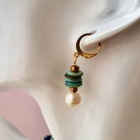 Süßwasserperlen Ohrringe handmade, klassische Perlenohrringe im Boho Stil, 24K vergoldete Creole mit echten Perlen Bild 10