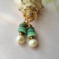 Süßwasserperlen Ohrringe handmade, klassische Perlenohrringe im Boho Stil, 24K vergoldete Creole mit echten Perlen Bild 3